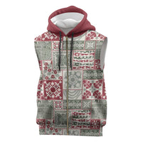 Mele Kalikimaka Hawaii Christmas Sleeveless Zip Hoodie Aloha Spirit with Hawaiian Quilt Pattern - Polynesian Pride