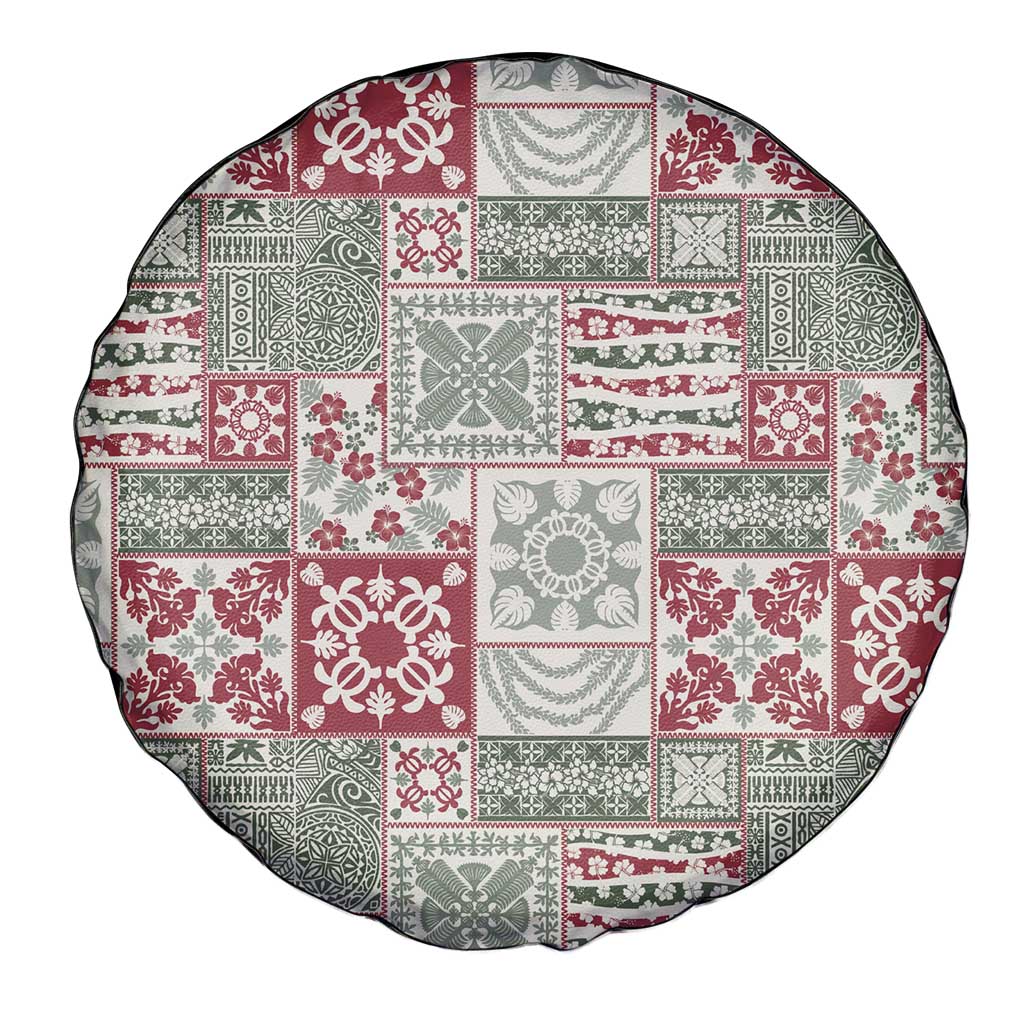 Mele Kalikimaka Hawaii Christmas Spare Tire Cover Aloha Spirit with Hawaiian Quilt Pattern - Polynesian Pride