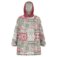 Mele Kalikimaka Hawaii Christmas Wearable Blanket Hoodie Aloha Spirit with Hawaiian Quilt Pattern - Polynesian Pride