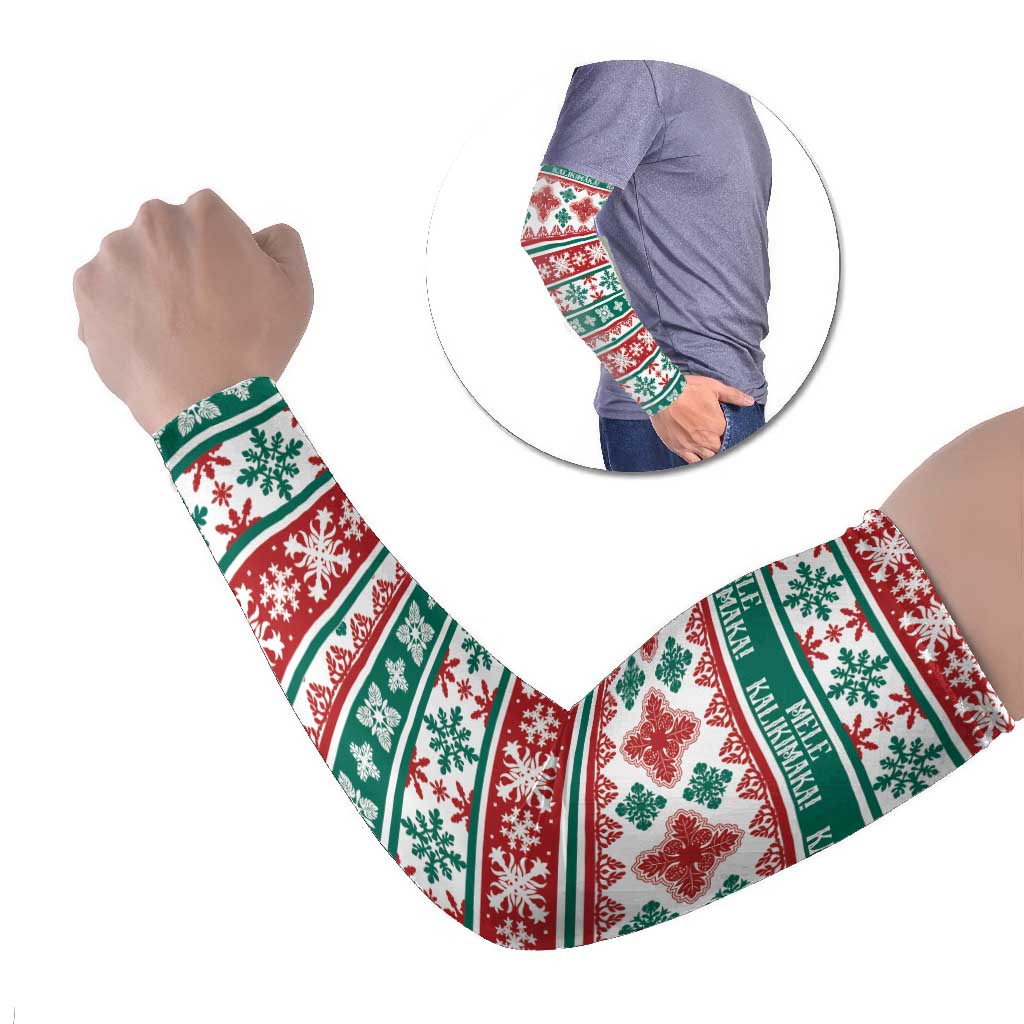 Mele Kalikimaka Hawaii Christmas Arm Sleeves Hawaiian Quilt Pattern Style - Polynesian Pride