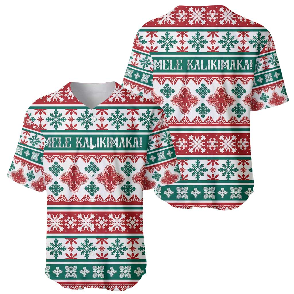 Mele Kalikimaka Hawaii Christmas Baseball Jersey Hawaiian Quilt Pattern Style - Polynesian Pride