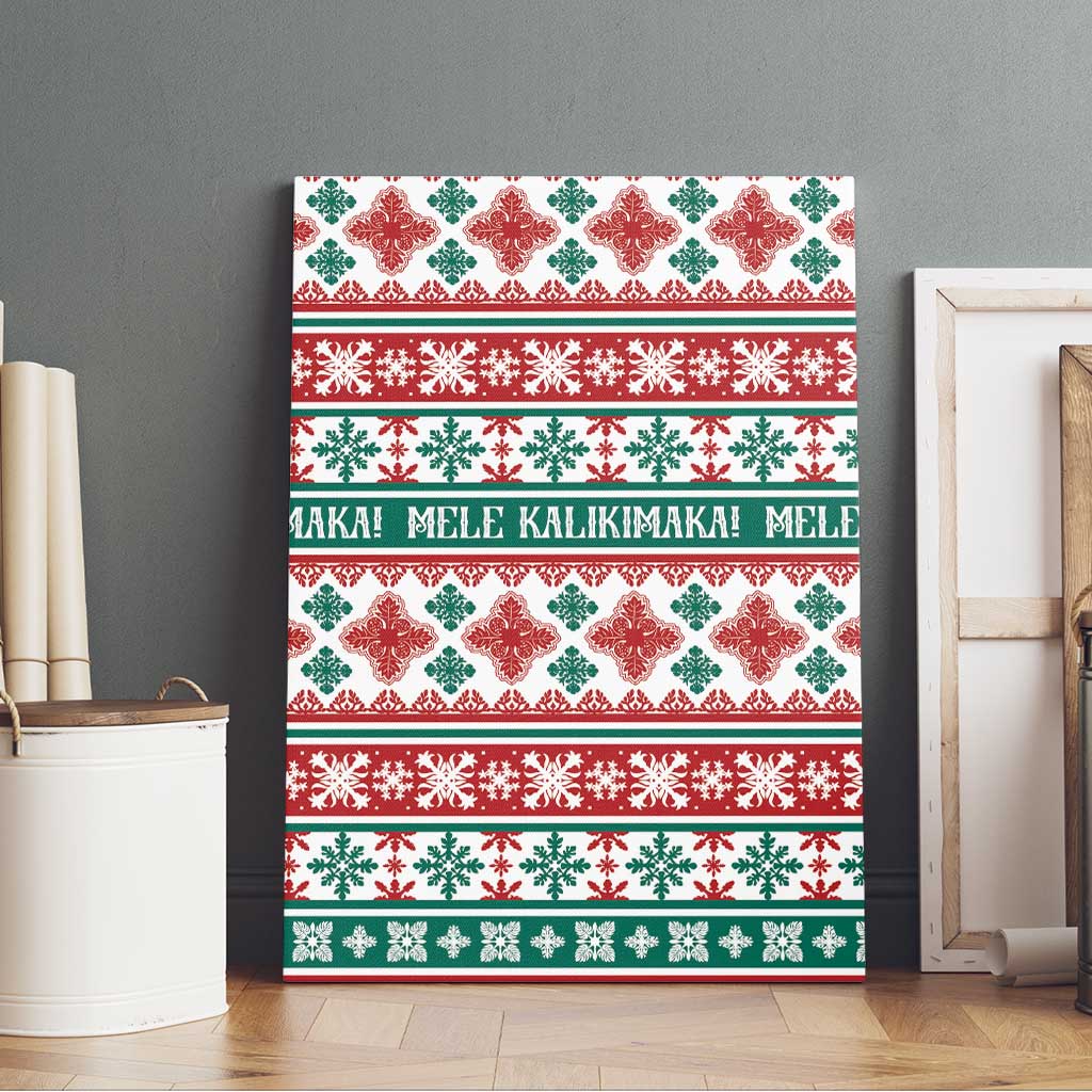 Mele Kalikimaka Hawaii Christmas Canvas Wall Art Hawaiian Quilt Pattern Style - Polynesian Pride