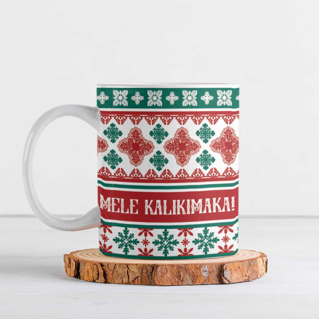 Mele Kalikimaka Hawaii Christmas Ceramic Mug Hawaiian Quilt Pattern Style LT9 Beige - Polynesian Pride