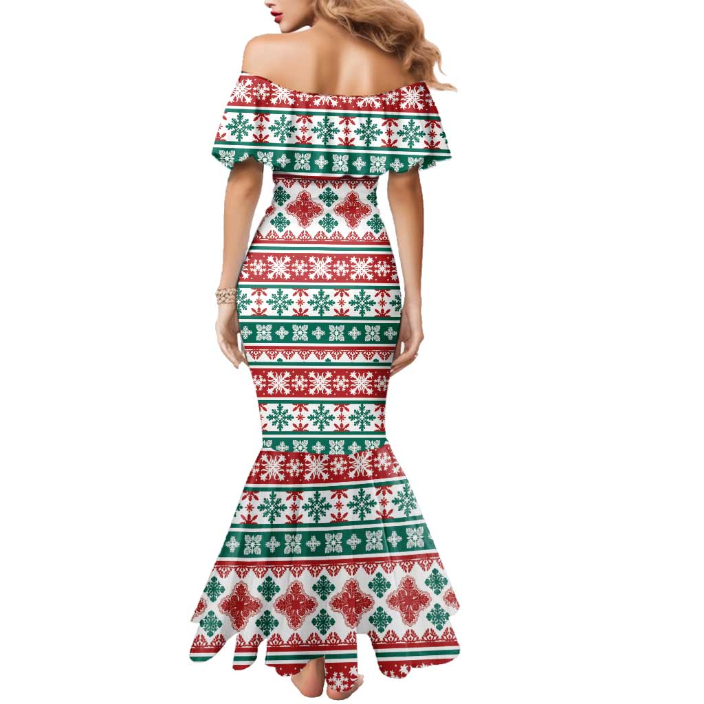 Mele Kalikimaka Hawaii Christmas Family Matching Mermaid Dress and Hawaiian Shirt Hawaiian Quilt Pattern Style - Polynesian Pride
