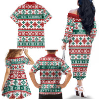 Mele Kalikimaka Hawaii Christmas Family Matching Off The Shoulder Long Sleeve Dress and Hawaiian Shirt Hawaiian Quilt Pattern Style - Polynesian Pride