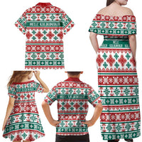 Mele Kalikimaka Hawaii Christmas Family Matching Off Shoulder Maxi Dress and Hawaiian Shirt Hawaiian Quilt Pattern Style - Polynesian Pride