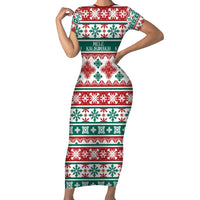 Mele Kalikimaka Hawaii Christmas Family Matching Short Sleeve Bodycon Dress and Hawaiian Shirt Hawaiian Quilt Pattern Style - Polynesian Pride