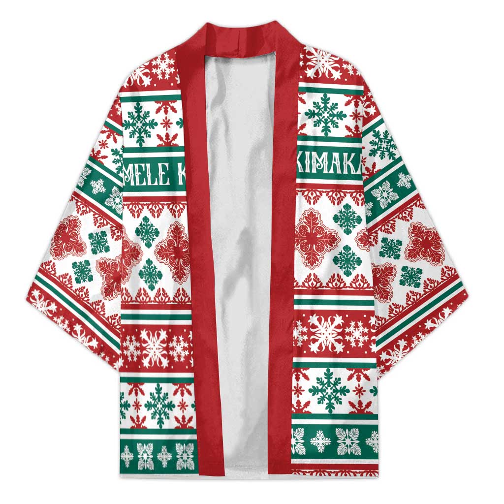 Mele Kalikimaka Hawaii Christmas Kimono Hawaiian Quilt Pattern Style LT9 Unisex Beige - Polynesian Pride