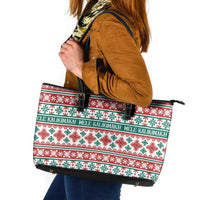 Mele Kalikimaka Hawaii Christmas Leather Tote Bag Hawaiian Quilt Pattern Style LT9 Beige - Polynesian Pride