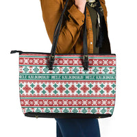 Mele Kalikimaka Hawaii Christmas Leather Tote Bag Hawaiian Quilt Pattern Style LT9 - Polynesian Pride