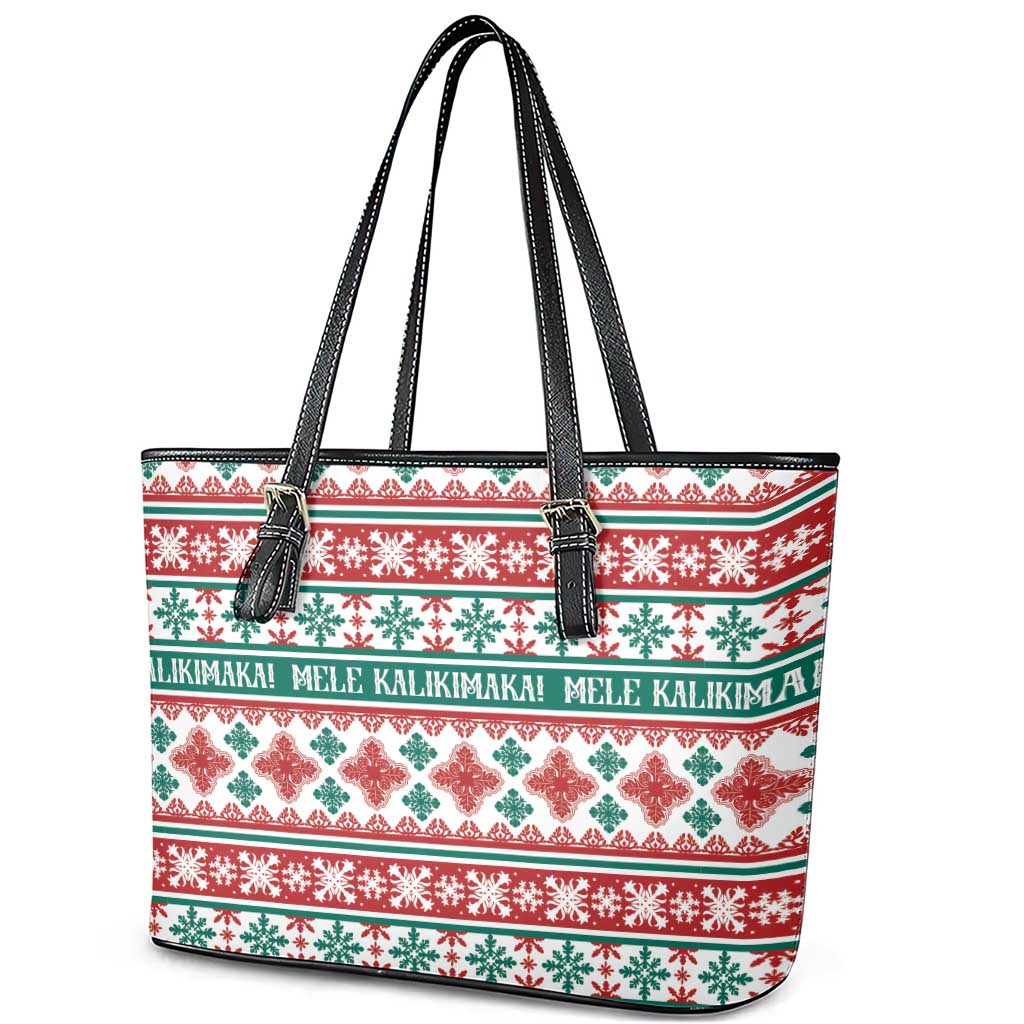 Mele Kalikimaka Hawaii Christmas Leather Tote Bag Hawaiian Quilt Pattern Style LT9 - Polynesian Pride