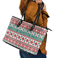 Mele Kalikimaka Hawaii Christmas Leather Tote Bag Hawaiian Quilt Pattern Style LT9 - Polynesian Pride