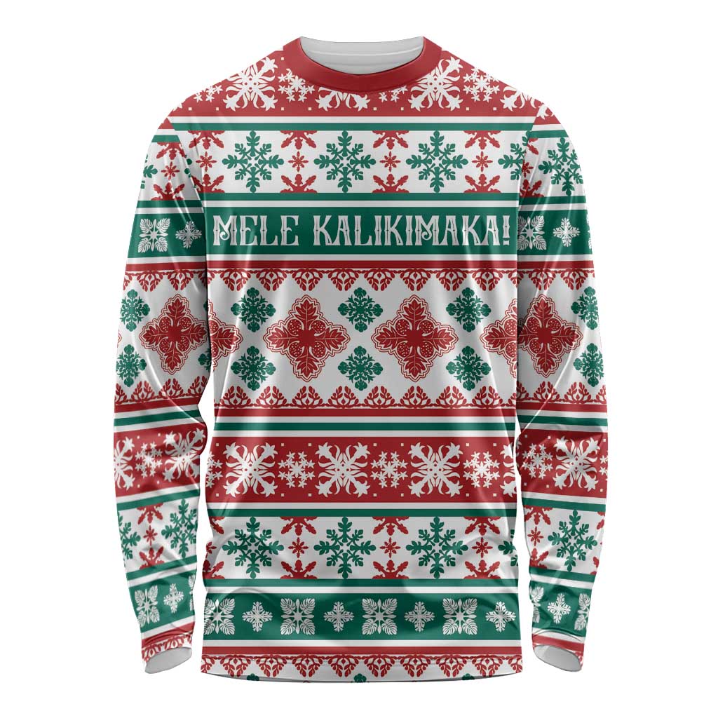 Mele Kalikimaka Hawaii Christmas Long Sleeve Shirt Hawaiian Quilt Pattern Style - Polynesian Pride