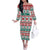Mele Kalikimaka Hawaii Christmas Off The Shoulder Long Sleeve Dress Hawaiian Quilt Pattern Style - Polynesian Pride