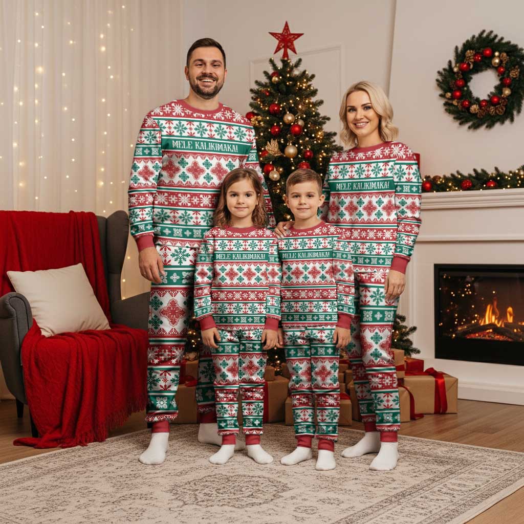 Mele Kalikimaka Hawaii Christmas Pajama Set Hawaiian Quilt Pattern Style LT9 - Polynesian Pride