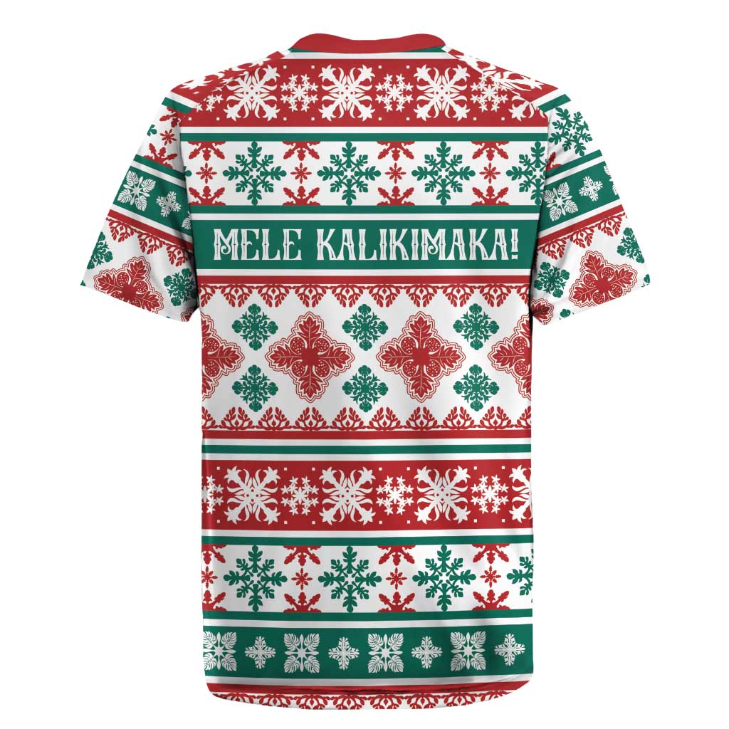 Mele Kalikimaka Hawaii Christmas Rugby Jersey Hawaiian Quilt Pattern Style - Polynesian Pride