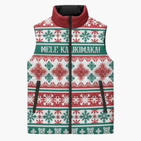 Mele Kalikimaka Hawaii Christmas Sleeveless Puffer Jacket Hawaiian Quilt Pattern Style - Polynesian Pride