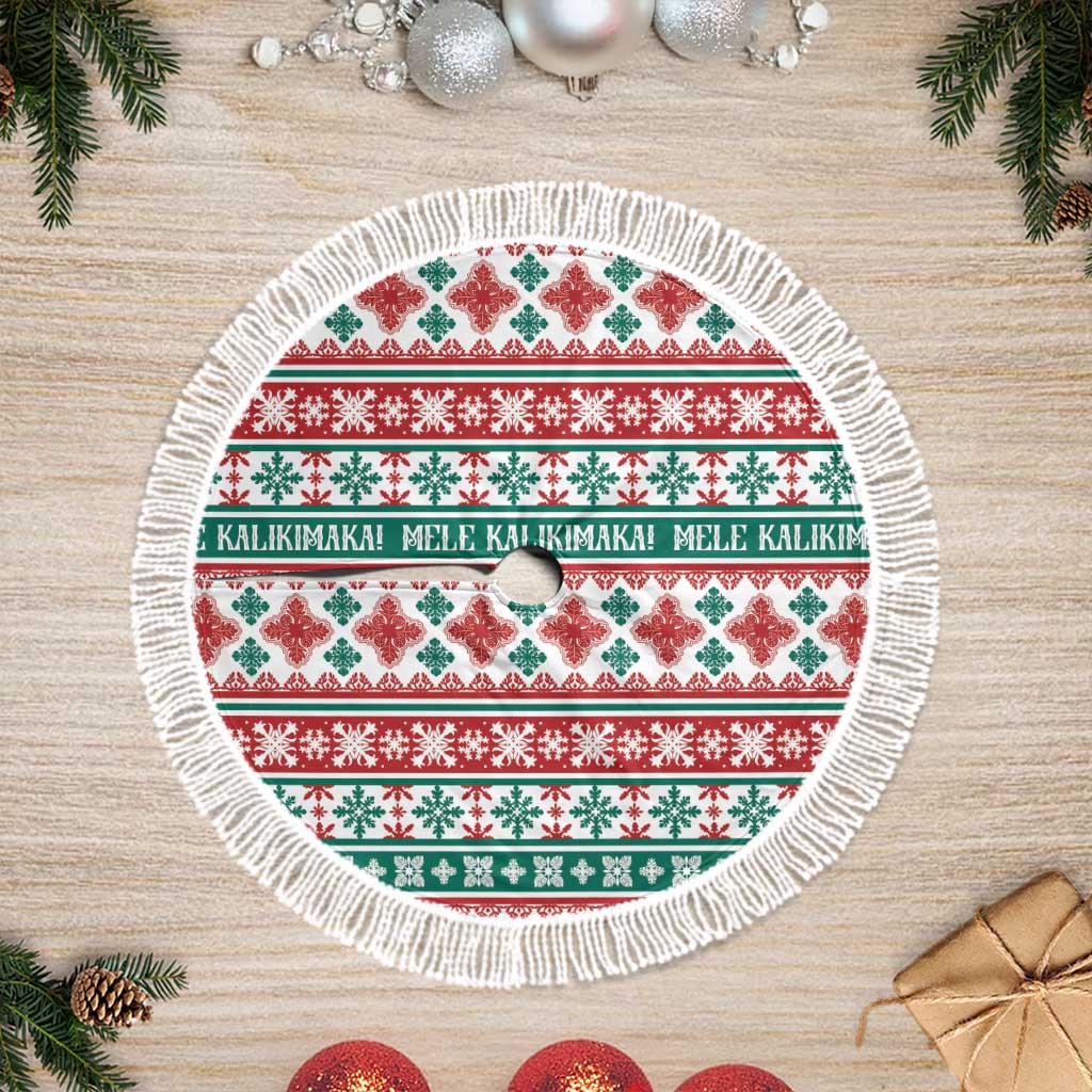 Mele Kalikimaka Hawaii Christmas Tree Skirt Hawaiian Quilt Pattern Style - Polynesian Pride