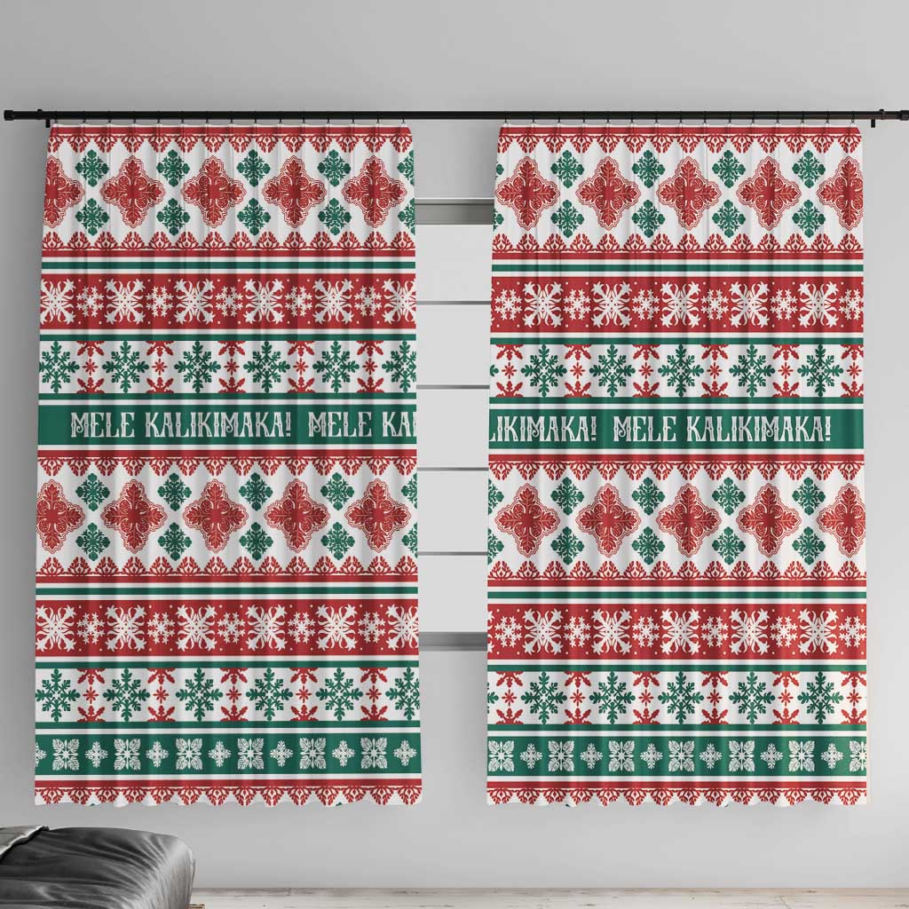 Mele Kalikimaka Hawaii Christmas Window Curtain Hawaiian Quilt Pattern Style LT9 With Hooks Beige - Polynesian Pride