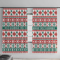 Mele Kalikimaka Hawaii Christmas Window Curtain Hawaiian Quilt Pattern Style LT9 With Hooks Beige - Polynesian Pride
