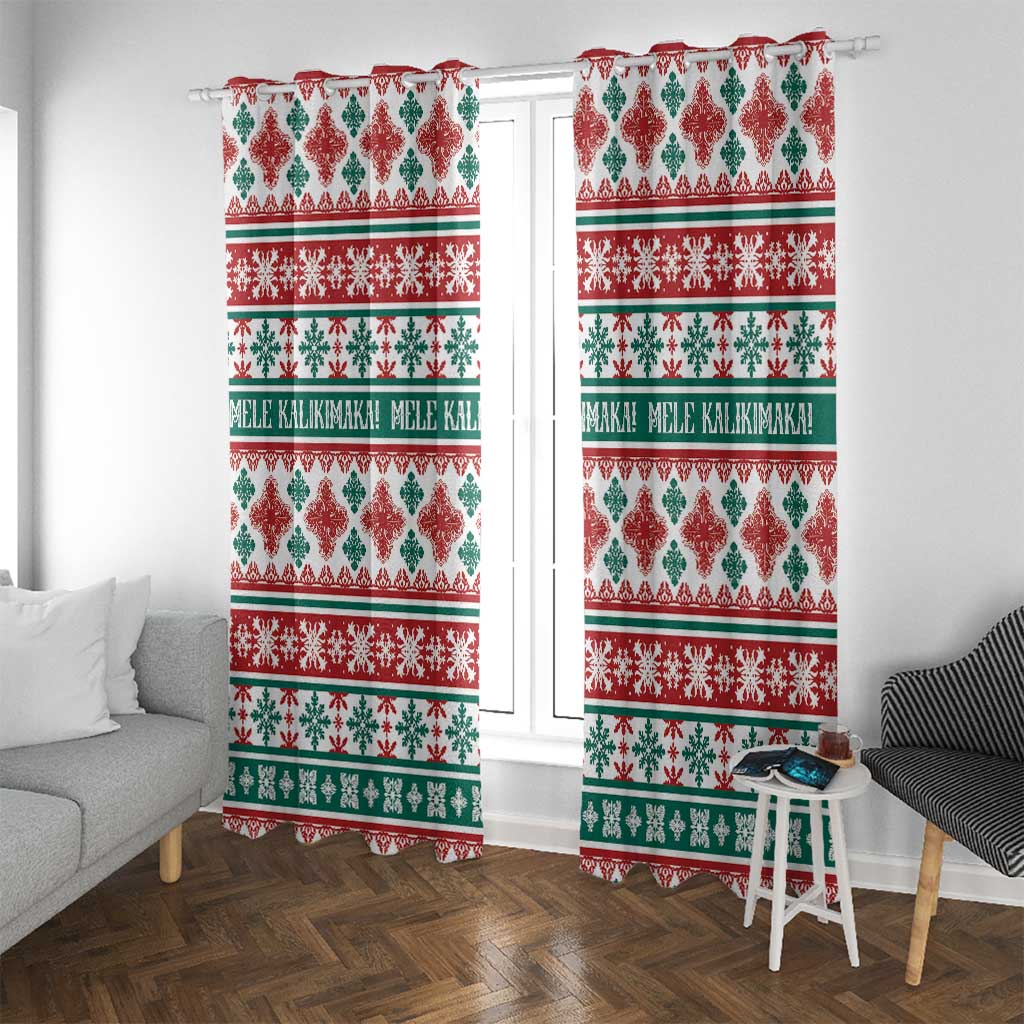 Mele Kalikimaka Hawaii Christmas Window Curtain Hawaiian Quilt Pattern Style LT9 With Grommets Beige - Polynesian Pride