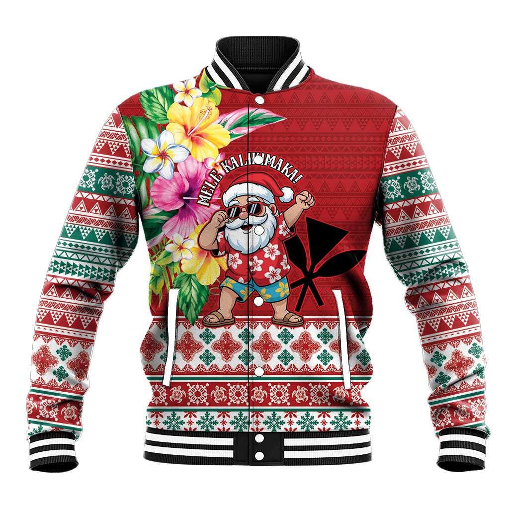 Santa Surf Mele Kalikimaka Personalized Baseball Jacket Aloha Tropical Christmas Vibes - Polynesian Pride