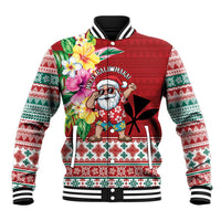Santa Surf Mele Kalikimaka Personalized Baseball Jacket Aloha Tropical Christmas Vibes - Polynesian Pride