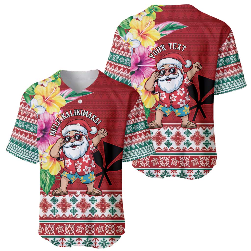 Santa Surf Mele Kalikimaka Personalized Baseball Jersey Aloha Tropical Christmas Vibes - Polynesian Pride