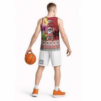 Santa Surf Mele Kalikimaka Personalized Basketball Jersey Aloha Tropical Christmas Vibes - Polynesian Pride