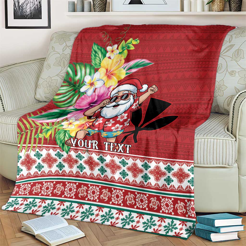 Santa Surf Mele Kalikimaka Personalized Blanket Aloha Tropical Christmas Vibes - Polynesian Pride
