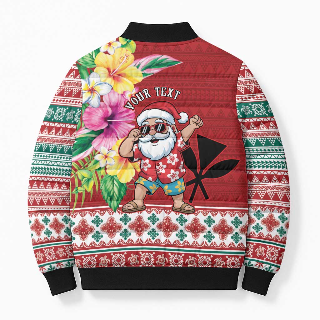 Santa Surf Mele Kalikimaka Personalized Bomber Puffer Jacket Aloha Tropical Christmas Vibes - Polynesian Pride