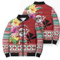 Santa Surf Mele Kalikimaka Personalized Bomber Puffer Jacket Aloha Tropical Christmas Vibes - Polynesian Pride