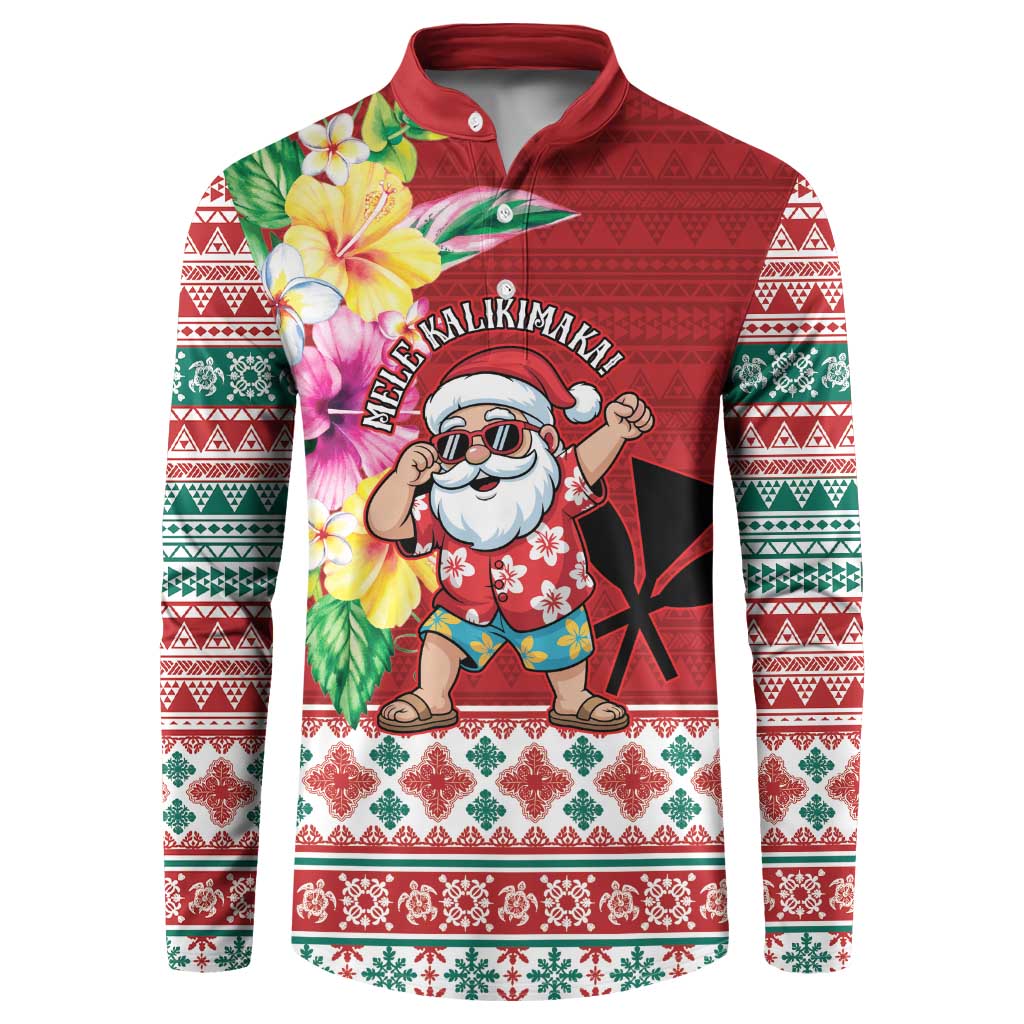 Santa Surf Mele Kalikimaka Personalized Button Sweatshirt Aloha Tropical Christmas Vibes - Polynesian Pride