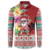 Santa Surf Mele Kalikimaka Personalized Button Sweatshirt Aloha Tropical Christmas Vibes - Polynesian Pride