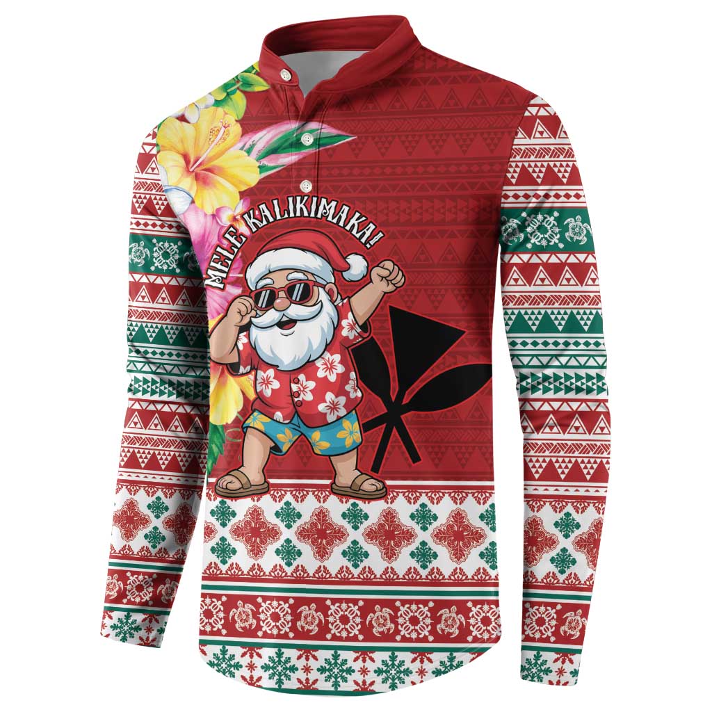 Santa Surf Mele Kalikimaka Personalized Button Sweatshirt Aloha Tropical Christmas Vibes - Polynesian Pride
