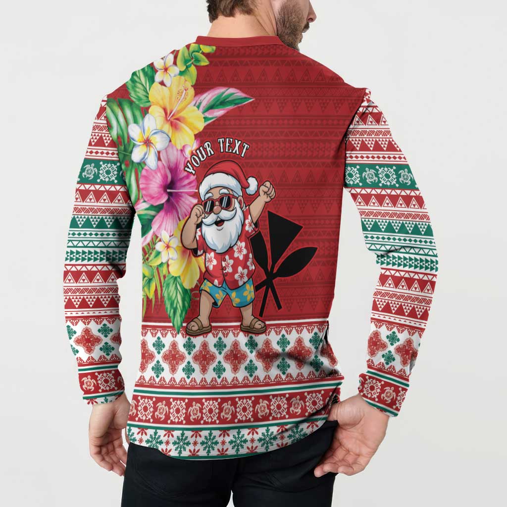 Santa Surf Mele Kalikimaka Personalized Button Sweatshirt Aloha Tropical Christmas Vibes - Polynesian Pride