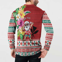 Santa Surf Mele Kalikimaka Personalized Button Sweatshirt Aloha Tropical Christmas Vibes - Polynesian Pride
