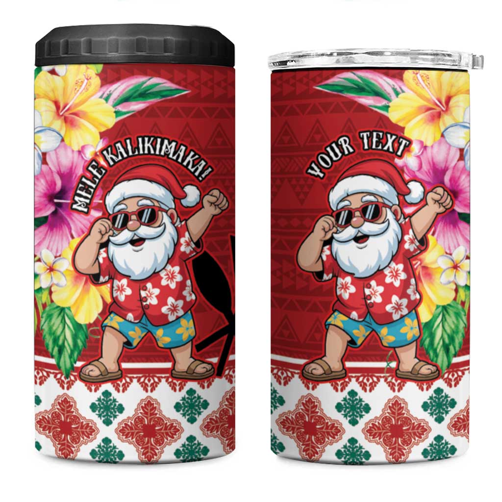 Santa Surf Mele Kalikimaka Personalized 4 in 1 Can Cooler Tumbler Aloha Tropical Christmas Vibes - Polynesian Pride