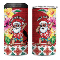 Santa Surf Mele Kalikimaka Personalized 4 in 1 Can Cooler Tumbler Aloha Tropical Christmas Vibes - Polynesian Pride