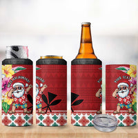 Santa Surf Mele Kalikimaka Personalized 4 in 1 Can Cooler Tumbler Aloha Tropical Christmas Vibes - Polynesian Pride