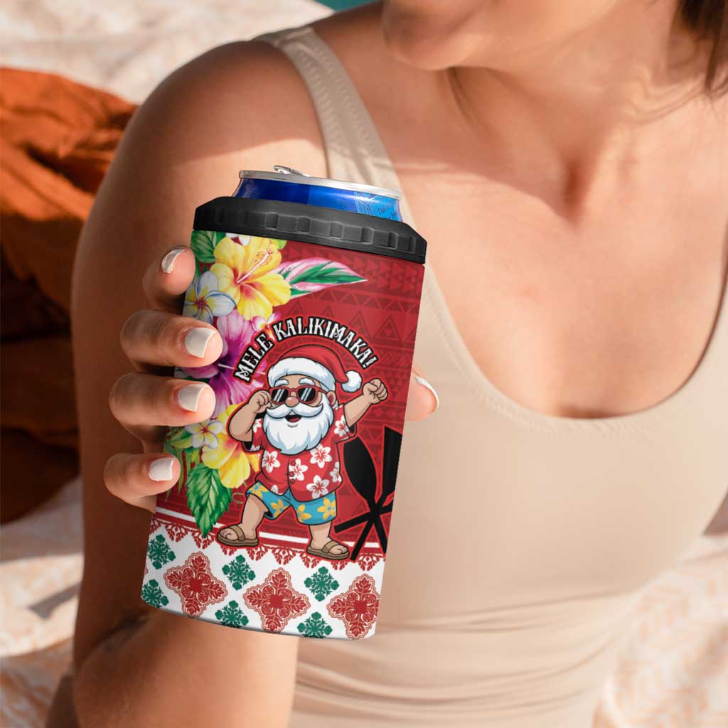 Santa Surf Mele Kalikimaka Personalized 4 in 1 Can Cooler Tumbler Aloha Tropical Christmas Vibes - Polynesian Pride