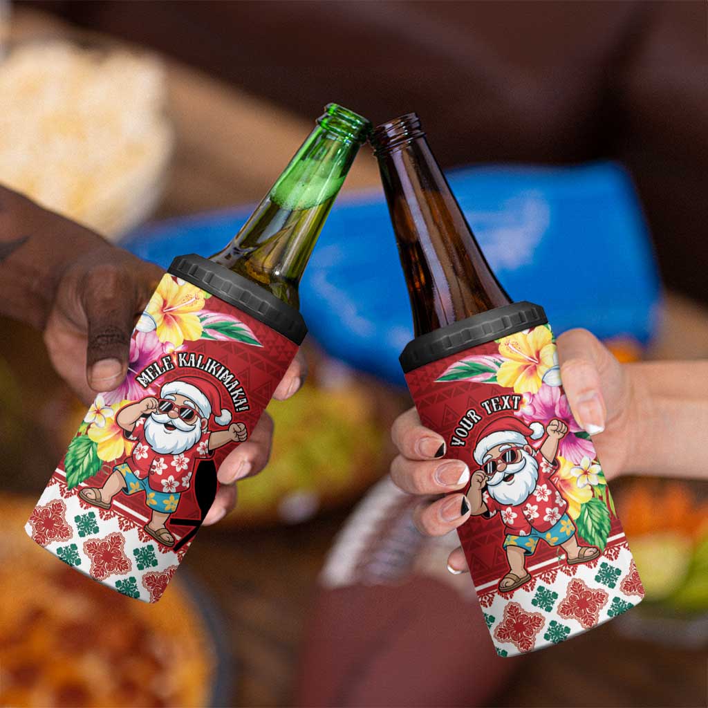 Santa Surf Mele Kalikimaka Personalized 4 in 1 Can Cooler Tumbler Aloha Tropical Christmas Vibes - Polynesian Pride