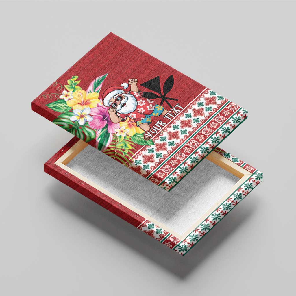 Santa Surf Mele Kalikimaka Personalized Canvas Wall Art Aloha Tropical Christmas Vibes - Polynesian Pride