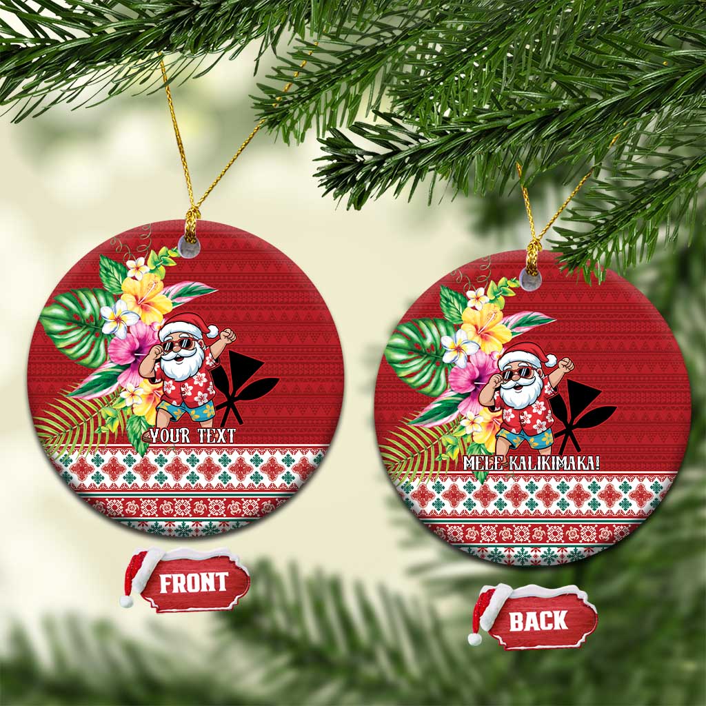 Santa Surf Mele Kalikimaka Personalized Ceramic Ornament Aloha Tropical Christmas Vibes - Polynesian Pride