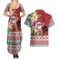 Santa Surf Mele Kalikimaka Personalized Couples Matching Summer Maxi Dress and Hawaiian Shirt Aloha Tropical Christmas Vibes - Polynesian Pride