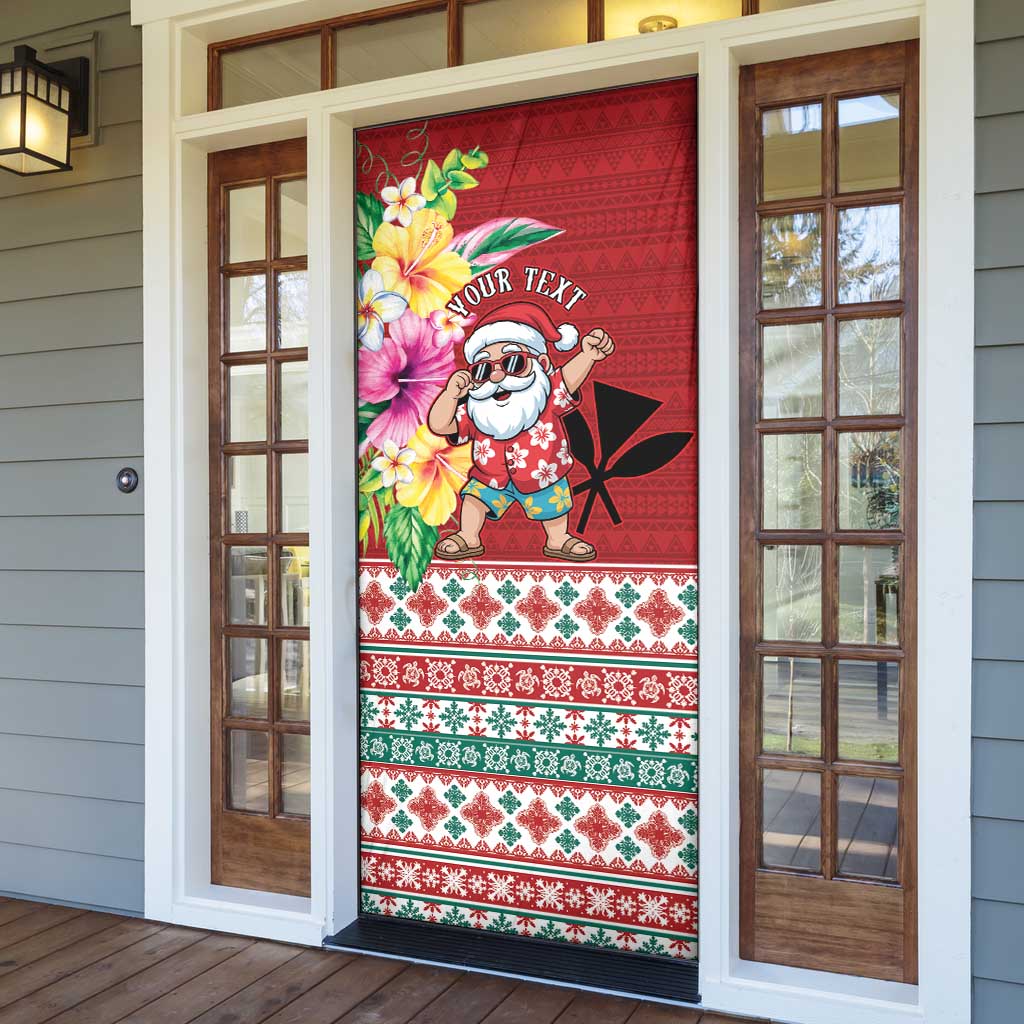 Santa Surf Mele Kalikimaka Personalized Door Cover Aloha Tropical Christmas Vibes - Polynesian Pride