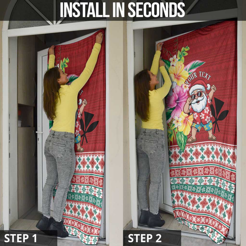 Santa Surf Mele Kalikimaka Personalized Door Cover Aloha Tropical Christmas Vibes - Polynesian Pride
