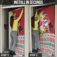 Santa Surf Mele Kalikimaka Personalized Door Cover Aloha Tropical Christmas Vibes - Polynesian Pride