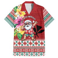 Santa Surf Mele Kalikimaka Personalized Family Matching Off Shoulder Maxi Dress and Hawaiian Shirt Aloha Tropical Christmas Vibes - Polynesian Pride
