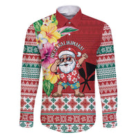 Santa Surf Mele Kalikimaka Personalized Family Matching Puletasi and Hawaiian Shirt Aloha Tropical Christmas Vibes - Polynesian Pride